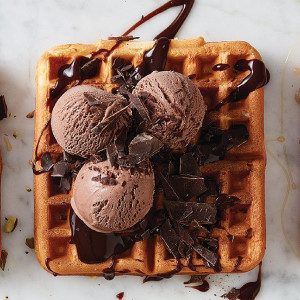 Sweet waffles with chocolate ice cream