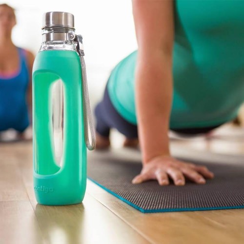 When out for the gym, make sure to drink water in between routines to stay hydrated. Bring along a handy water bottle like this Contigo Purity glass bottle for refilling at the water station