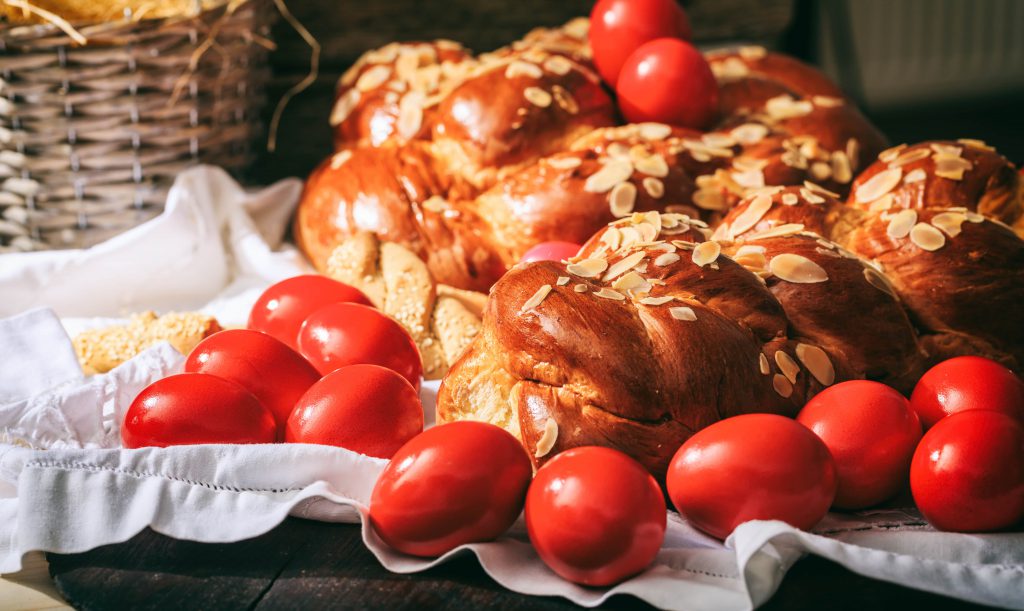 Greek Easter bread called tsoureki
